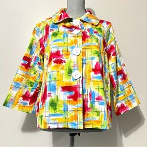 Vibrant Retro Abstract Print Women’s Jacket Medium Eclectic 60's Mod Pop Art